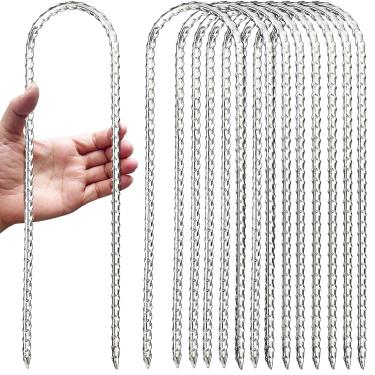 Imagem de Hodvya Estacas de trampolim de 30,5 cm Âncoras de vento forte Estacas em forma de U para o chão Acessórios de trampolim de vento alto, conjunto de 8, prata