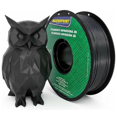 Imagem de Filamento de Impressora 3D PLA Preto 1.75mm 1KG Cor Brilhante Textura Macia Masterprint Filamento 3D