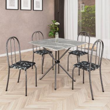 Imagem de Mesa Tubular Analy 70x70cm Granito Topázio 4 Cad Mart Prata