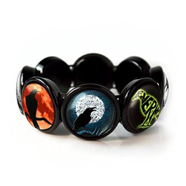 Imagem de Pulseira Raven Nevermore - Pulseira Gótica de Halloween Corvo Preto Elástico, Acrílico, Sem Pedra Preciosa
