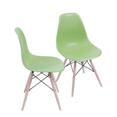 Imagem de Kit 2 Cadeiras Boxbit Dkr Eames Base Em Madeira Verde