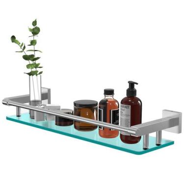 Imagem de Prateleira SFGSOWOR 52cm de vidro, níquel escovado, aço inoxidável