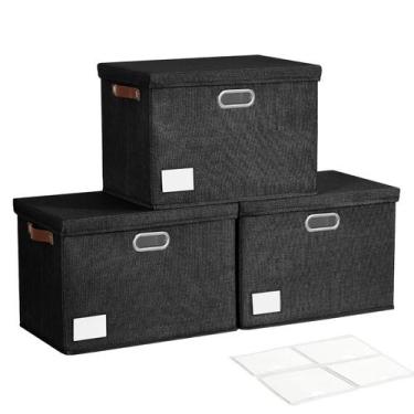 Imagem de Caixas de armazenamento Roobyl 17 grandes com tampas de 44 x 30 x 30 c