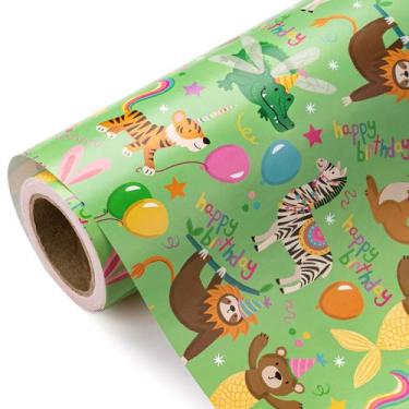 Imagem de Rolo de papel de embrulho WRAPAHOLIC Animal Kids 43cm x 10m