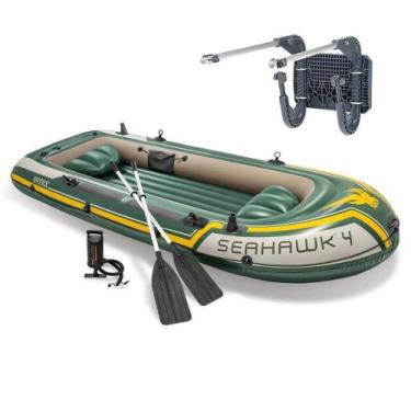 Imagem de Bote Inflável Intex Seahawk 4 Pessoas 400 Remo Suporte Motor