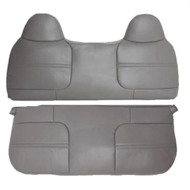 Imagem de GXARTS Capa de assento de couro de substituição inferior e superior inferior do banco dianteiro cinza de pederneira compatível com Ford F250 F350 F450 F550 XL 1999 2000 2001 2002