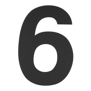 Imagem de Números de casa autoadesivos de 8,89 cm para uso externo, 1 placa de visibilidade de endereço de aço inoxidável para casa externa porta jardim decoração caixa de correio número do escritório, número 6