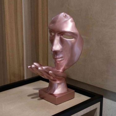 Imagem de Máscara Sopro Decorativa Rosa Fosco Em Cerâmica 35cm B02 - D'Rossi