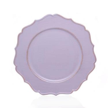 Imagem de Sousplat para Prato de Mesa Decorativo Cinza e Rose Com Borda Irregula