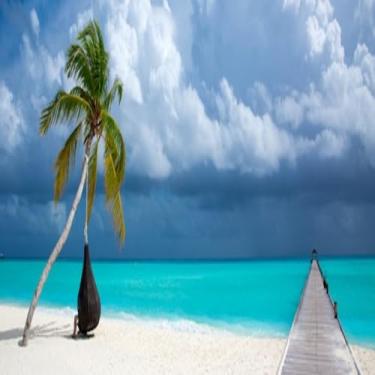 Imagem de Quadro Decorativo Maldives Beach Resort Paisagem Panorâmica para Sala Quarto e Escritório 50x50cm