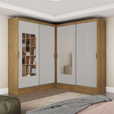 Imagem de Closet Casal Belém 4 Pts Com Espelho 4 Gvts Carioca Móveis Cinamomo Com Off White