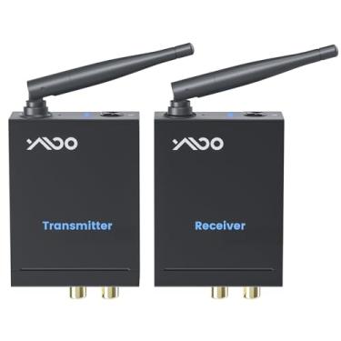 Imagem de Receptor transmissor de áudio sem fio YMOO 2,4 GHz para alto-falante, latência ultrabaixa de 20 ms, adaptador de áudio sem fio RCA Jack de longo alcance de 320 pés para TV/PC/festa/estéreo doméstico
