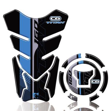 Imagem de Kit Protetor Tanque Adesivo Moto Honda Cg Titan 160 Ano Acima 2018 Azul Azul