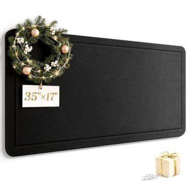 Imagem de Quadro de avisos, quadro decorativo de cortiça de feltro de 99 x 43 cm com pinos, quadro de pinos de feltro dobrável, quadro de exibição de fotos para escritório, casa, escola