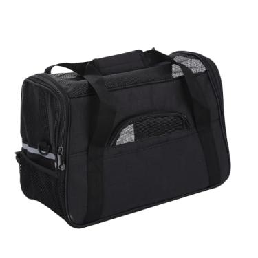 Imagem de Bolsa Transporte Cães E Gatos, Animais de estimação, Impermeável, Dobrável, Alças e Bolsos, Até 6kg (Preto)