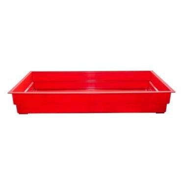 Imagem de Bandeja Plastica Grande Com 4 Presilhas Para Gaiola Viveiro Passaros E Roedores Pet(VERMELHO)