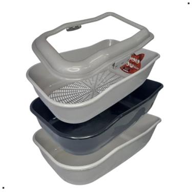 Imagem de Caixa Areia Bandeja Banheiro Gato Grande Peneira Alta Funda Sanitário Inteligente (Preto)