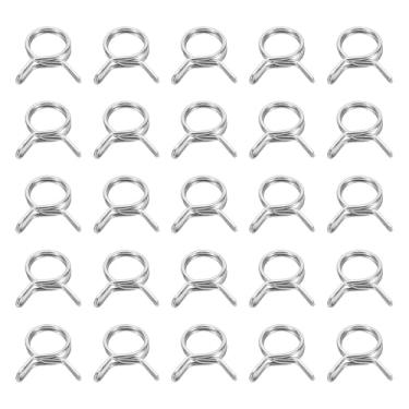 Imagem de HARFINGTON Clipes de mangueira de linha de combustível de fio duplo 12 mm ID 12-14,2 mm OD, 25 peças de clipes de mola de tubo de aço inoxidável variados para mangueira de ar, tubo de água