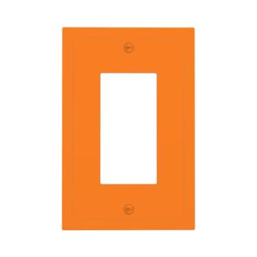 Imagem de Wmhusu Capas de tomada laranja vibrante, placa de parede de 1 gangue, capa de interruptor de luz basculante única, receptáculo GFCI decorativo, placa elétrica para sensor de movimento regulador USB