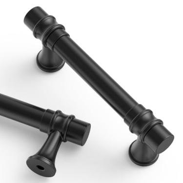 Imagem de Asidrama Pacote com 10 puxadores de armário preto fosco 76 mm puxadores de armário de cozinha preto ferragens de gaveta para armário