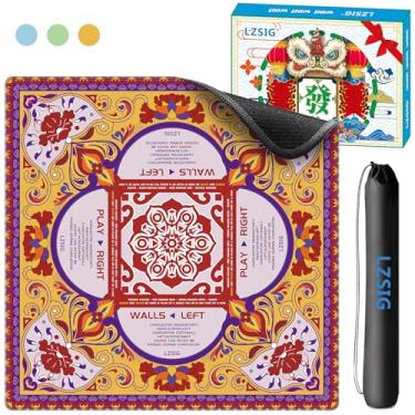 Imagem de LZSIG Mahjong Mat with Rules 33×33", 3mm Thickened Anti-Slip American Mahjong Table Mat with Portable Carry Bag, Durable Stitched Edges, No Creases, Noise Reduction Rubber Board Game Pad, Gift (Red)