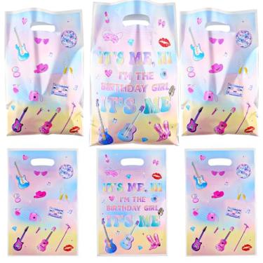 Imagem de AEOKJOSI 30 peças de plástico rosa para lembrancinhas de festa de aniversário – Práticas sacolas de brindes com armazenamento de doces, bolsa de presente de festa de aniversário para meninas, festa
