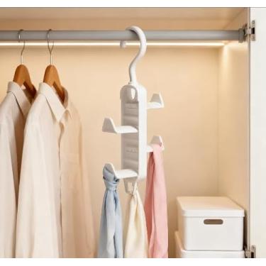 Imagem de Cabides práticos para armário, cabide de saco de plástico 4 em 1 com design de rotação de 360 graus, ganchos de suporte de boné de beisebol para economizar espaço no guarda-roupa e manter a forma da