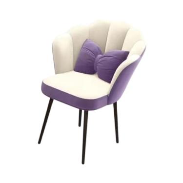 Imagem de DimyFew Cadeira de vaidade, cadeira de jantar, cadeira de maquiagem para camarim, sala de estar, escritório, Branco Roxo