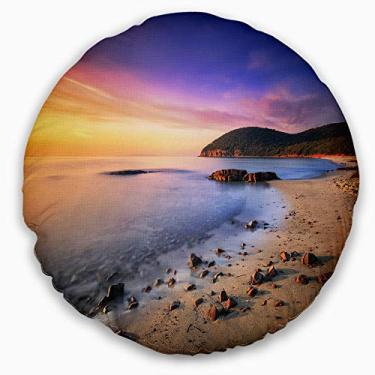 Imagem de Designart Sunset in Cala Violina Bay Beach, litoral, sala de estar, sofá, enchimento de almofada + capa de almofada impressa em ambos os lados 50,8 cm