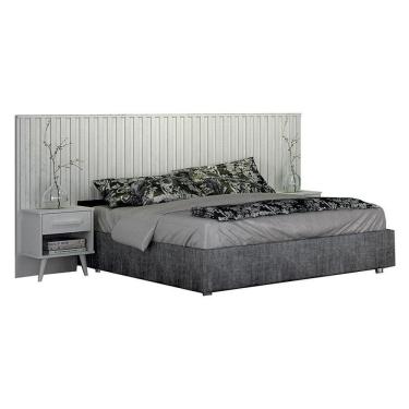 Imagem de Painel Cabeceira Casal Queen Milano Ripado Com Criado Branco - Leifer Móveis