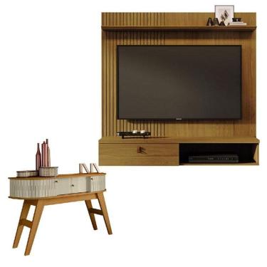 Imagem de Estante Home Theater Suspenso íris Cumaru Com Aparador Estoril Cumaru Opala - Madetec