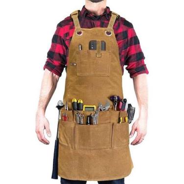Imagem de Avental de lona resistente com bolsos de ferramentas para trabalho aju