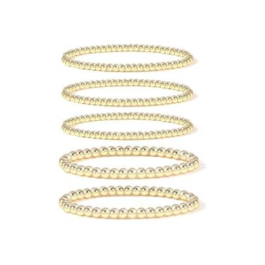 Imagem de ZHDHDQ Pulseiras elásticas com contas para mulheres, pulseiras empilháveis de argila de polímero Heishi, amizade, boêmio, verão, praia, conjunto de joias, 10, Sem Pedra Preciosa