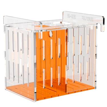 Imagem de ONE BAYJF Caixa de isolamento de criador de peixes para tanque de aquário, caixa de aclimatação de peixes de acrílico laranja transparente para peixe-palhaço Guppy Betta Coral (P)