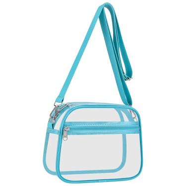 Imagem de USPECLARE Bolsa transparente para eventos em estádios, bolsas transparentes para fãs de esportes, bolsa transversal transparente para shows e festivais, Aqua, Large
