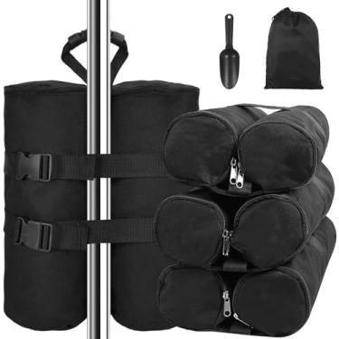 Imagem de Pacote com 4 sacos de areia para pesos de barraca, tecido Oxford com alça e zíper para fácil configuração, inclui pá e bolsa de armazenamento