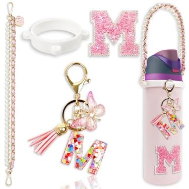 Imagem de Acessórios de letras para garrafas de água Owala – 680 g 947 g 1,134 g, com pingente de inicial bonito e alça de alça, compatível com Free Sip, copo de café, Owala Kids, Sway, Stanley Cup Accessories