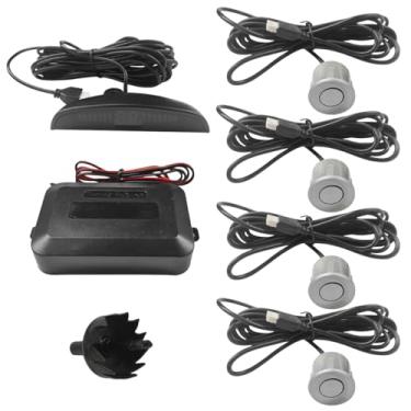 Imagem de Sensor de auxílio de estacionamento de carro, kit de sensor de backup reverso automático de tela LED de 12 V, sistema de radar de estacionamento de ré de veículo com 4 sensores lembrete de alarme e
