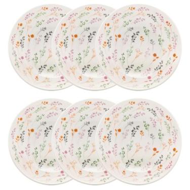 Imagem de Jogo 6 Pratos Fundos Oxford Jardim Secreto 20,5 cm Cerâmica Decorada