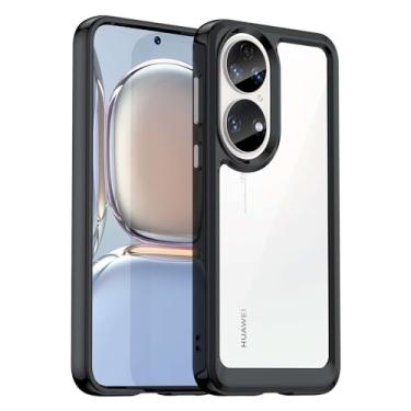 Imagem de Capa para HUAWEI P50, botão de pressão flexível, capa transparente, anti-impressões digitais. Proteção total de 360°