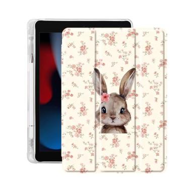 Imagem de Idocolors Linda capa de animal engraçada para iPad de 10,2 polegadas 2019/2020/2021 (7ª/8ª/9ª geração), suporte de lápis embutido com capa traseira transparente de TPU macio, despertar/hibernar