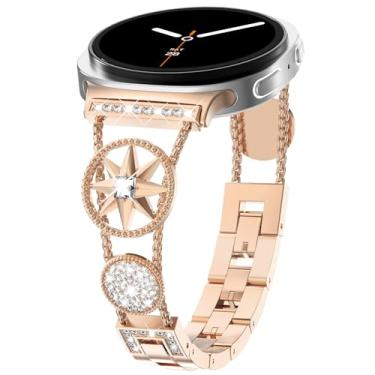 Imagem de WINGLE Pulseira brilhante para Galaxy Watch 8 de 40 mm e 44 mm para Samsung Galaxy Watch 8 Classic de 46 mm, estrela de oito pontas, pulseira de metal de diamante brilhante de luxo para Galaxy Watch8