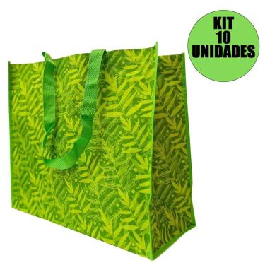 Imagem de Bolsa Ecobag Kit 10 Unidades Dobravel Ecologica Sacola De Ombro Compras Retornavel Mercado Reutilizavel