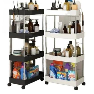 Imagem de Carrinho de Armazenamento Multiuso 4 Camadas – Organizador com Rodas para Cozinha, Banheiro e Escritório (Aleatorio,M)