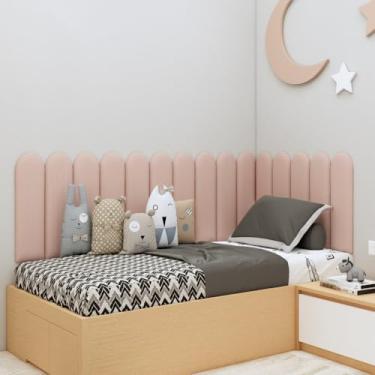 Imagem de Cabeceira Estofada Modular Nuvem 20x60 — Suede Macio, Instalação Sem Furos, Decorativa para Cama Solteiro Casal Queen King(ROSA BEBE,17)