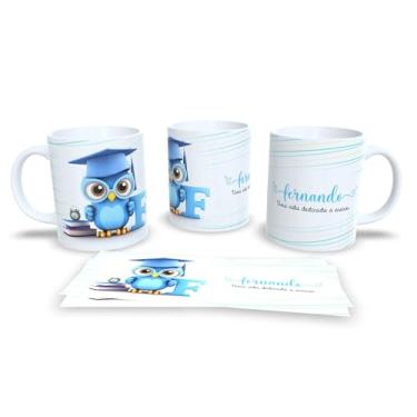 Imagem de Caneca Personalizada Professor com Coruja, Cerâmica Branca, Design Educacional, Uma Vida Dedicada a Ensinar (f)