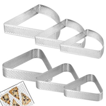 Imagem de Conjunto de cortador de biscoito triangular e cortador de bolinho, ferramentas de cozimento de 6 peças com 3 tamanhos triangulares e 3 em forma de leque, acessórios de cozimento duráveis para uso