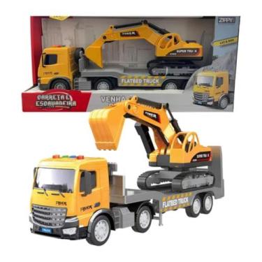Imagem de Brinquedo Infantil Carreta e Escavadeira 37cm Luz e Som Zippy Toys - 1