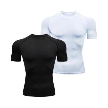 Imagem de Camisetas De Compressão Masculinas De Verão Manga Curta Para Academia,