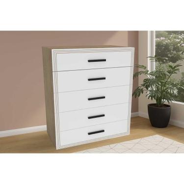 Imagem de Cômoda Solteiro Valência C- 5 Gavetas Freijo-branco - Politorno
